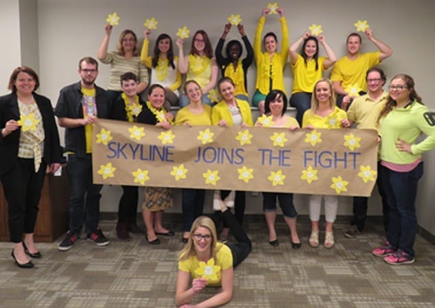Skyline's Head Office staff donned their yellow hues in support of the Canadian Cancer Society's 