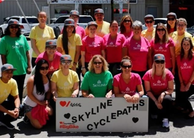 A group of 15 individuals who participated in the Ride for Heart and Stroke