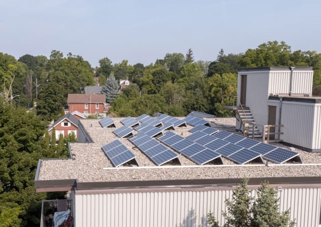 Solar panels on an apartment roof