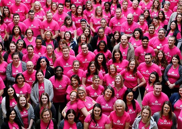 Skyline Employees in Pink