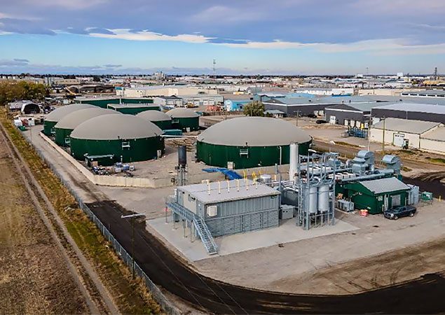 Skyline Clean Energy Fund’s biogas facility in Lethbridge, Alberta.