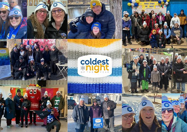 Skyline employees, friends, and family participate in the Coldest Night of the Year 2024 walk for charity.