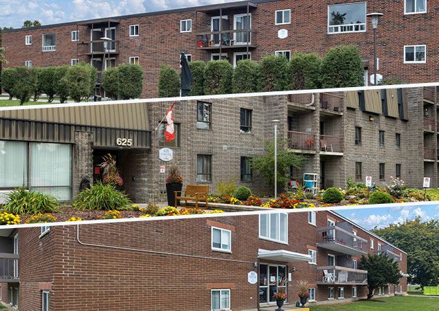 Vue extérieure des complexe d’appartements situé à Cornwall (Ontario)